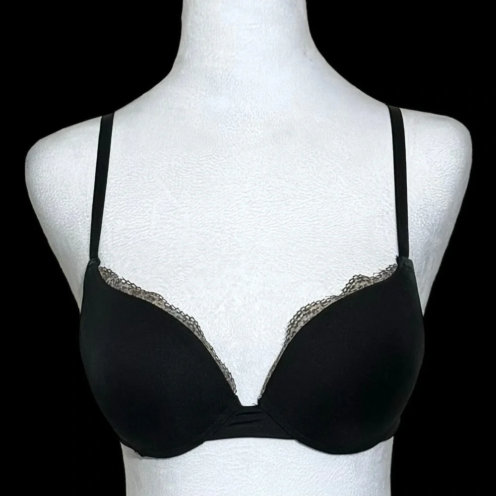 NWOT -Women’s Black Bra & Panty Set -Besima -Cheetah Print Edging -Sizes 34B & 7 - Picture 3 of 12